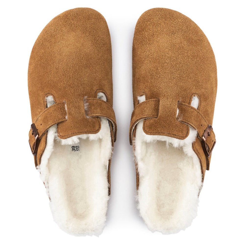 Birkenstock Boston Shearling Suede Leather Mink
